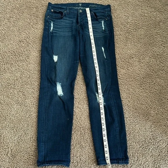 7 for all mankind josephina skinny boyfriend dark wash distressed jeans size 25 - Picture 5 of 14